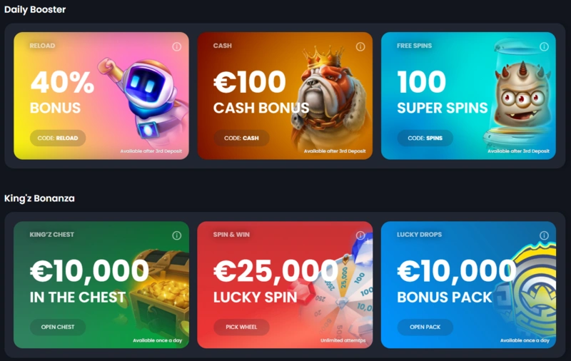 bitkingz bonuses page
